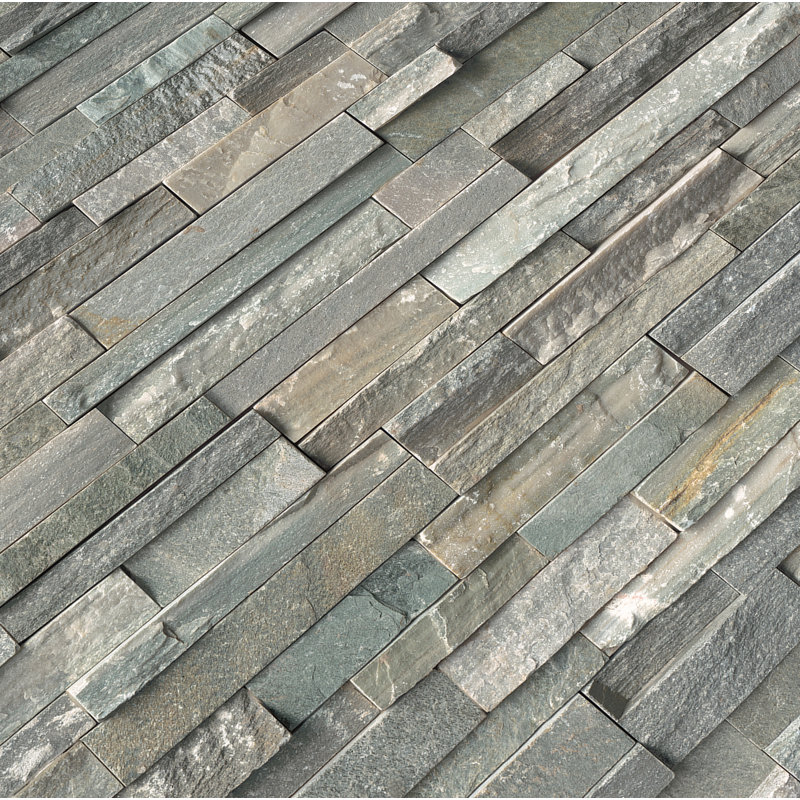Stonecrest 6 in. x 24 in. Split Face Natural Stone Ledger Panel Wall Tile, Cobalt Mist