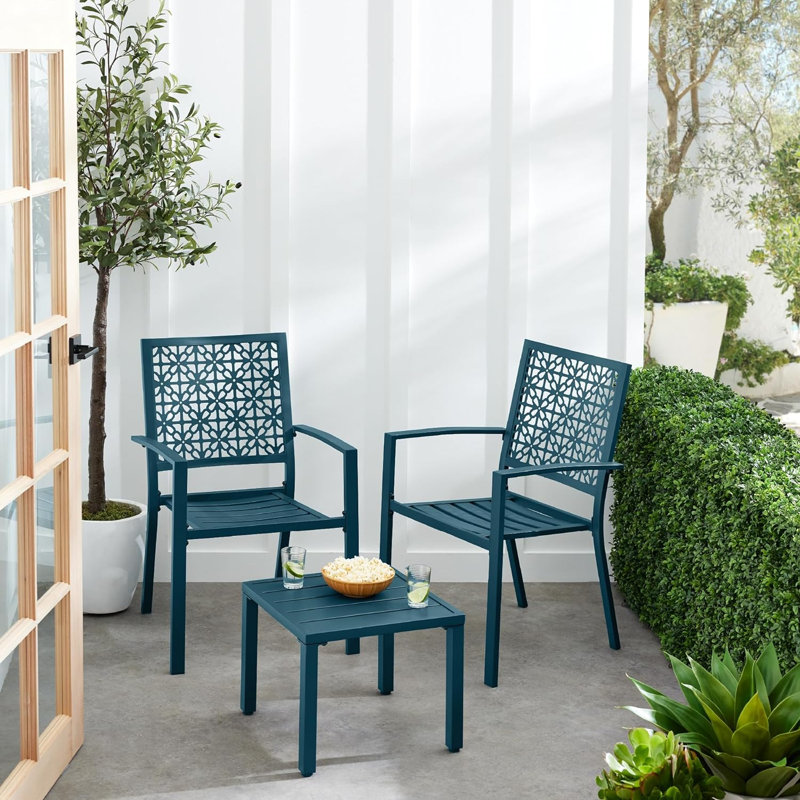 Ensemble bistro extérieur L 17,5 po Thienan, Bleu paon