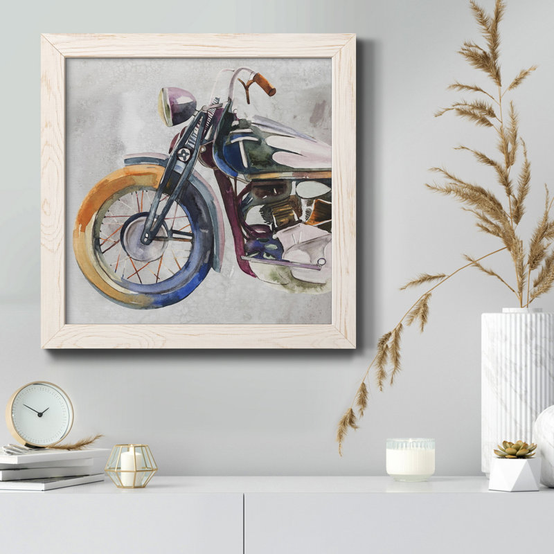 Toile encadrée Moto Métal I-Premium - Prêt à être accroché, H 35,5 po x l 35,5 po x P 1,5 po, Blanc
