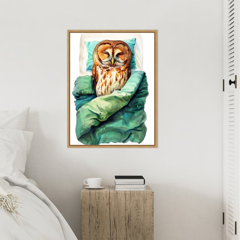 «Sleeping Owl» par Ilora, reproduction d'art sur toile encadrée, H 30 po x l 23 po