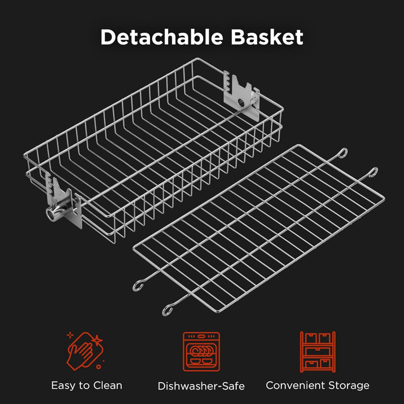 Panier à rôtisserie plat TURBRO, acier inoxydable 304, accessoire de barbecue universel, s'adapte à la plupart des tiges à broche