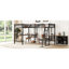 Lit simple noir en métal avec deux bureaux intégrés - chambre à coucher moderne mezzanine indispensable pour écrire des articles et créer du contenu