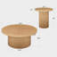 Ensemble de 2 tables basses et table de bout cannelées en bois massif avec base cylindrique, tables de salon modernes fabriquées à la main-1890535573