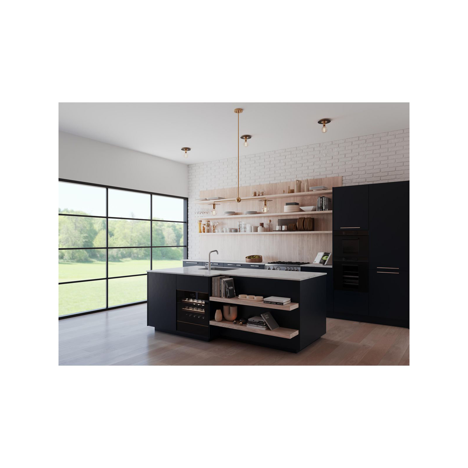 Single Light Semi Flush Mount, Brushed Bronze