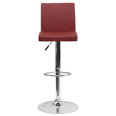 Tabouret de bar contemporain en vinyle à hauteur réglable avec dossier à panneau et base chromée Winnols