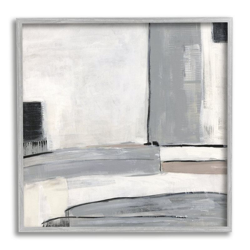Abstrait, formes géométriques grises, estampe numérique de Sally Swatland, H 24 po x l 24 po x P 1,5 po