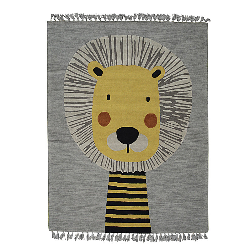Tapis gris en laine touffeté à la main Tavarez, Rectangle de 5 pi x 8 pi