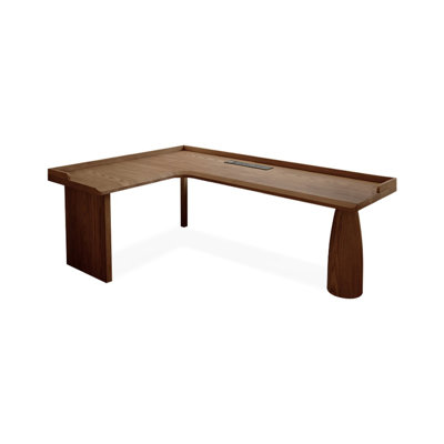 Nut-brown L-Shaped Solid Wood desk