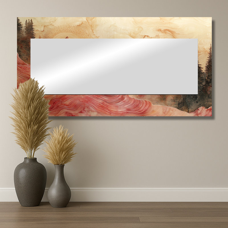 Hindouisme, méditation de Dieu se connectant à la forêt I - Art mural miroir spirituel - imprimé sur métal, 28 po x 55 po