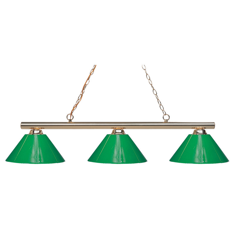 Sharp Shooter 3 Light Billiard Pendant, Vert / laiton poli