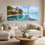 Toile incurvée à débordement piscine sur turquoise avec ensemble de 3 toiles-1658464216