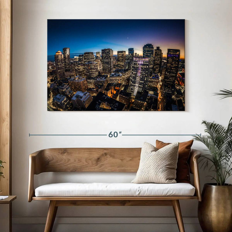 Blue Hour Boston Skyline, H 32 po x l 48 po