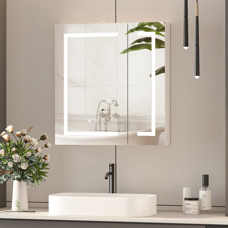 60mm W 65mm H Wall Mounted Required Frameless Medicine Cabinet Mirror Fixed