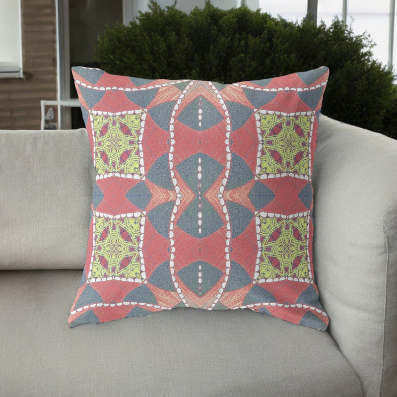 Coussin décoratif, 20 po x 20 po, Rouge / turquoise géométrique, Pillow Cover Only - No Insert