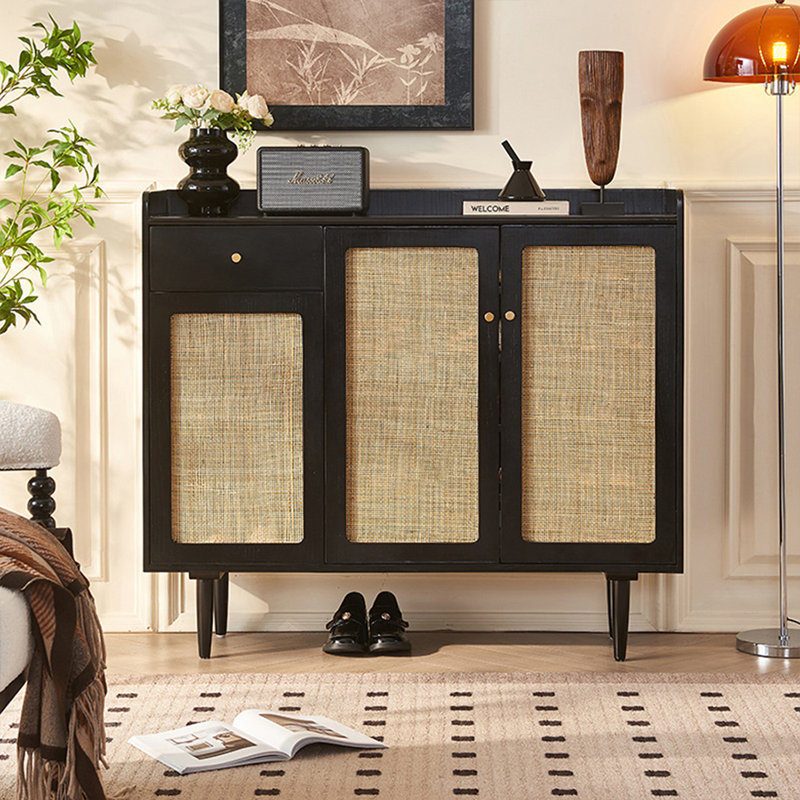 Modern Black Solid wood Shoe Storage