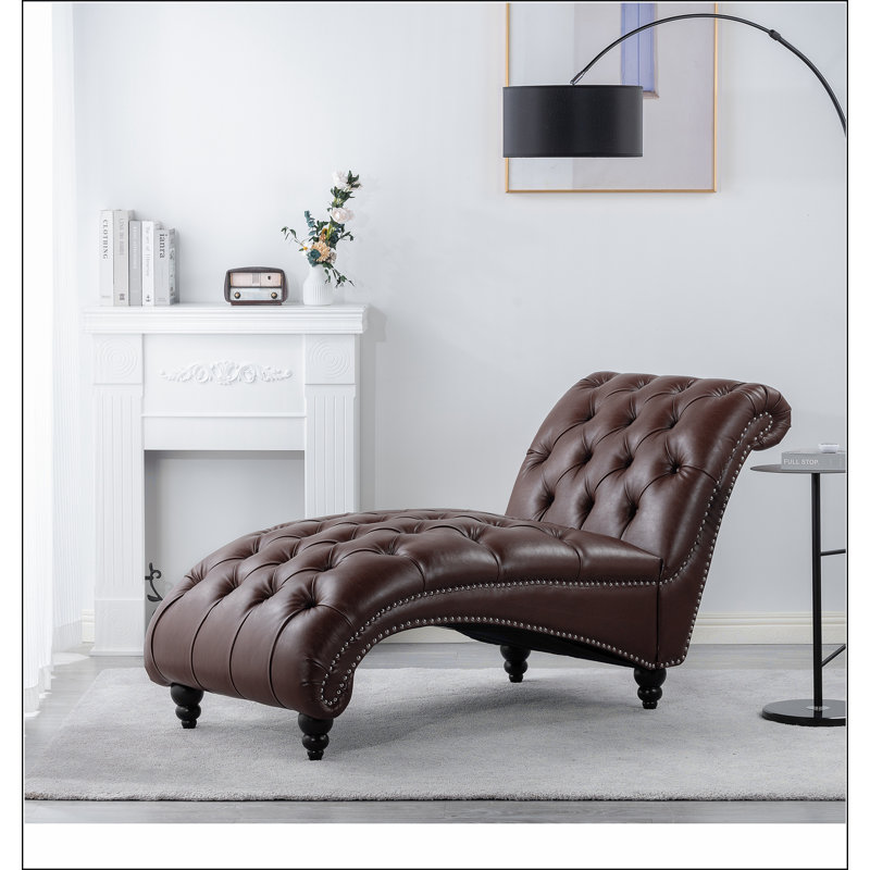 Chaise longue sans accoudoirs touffetée, Marron foncé