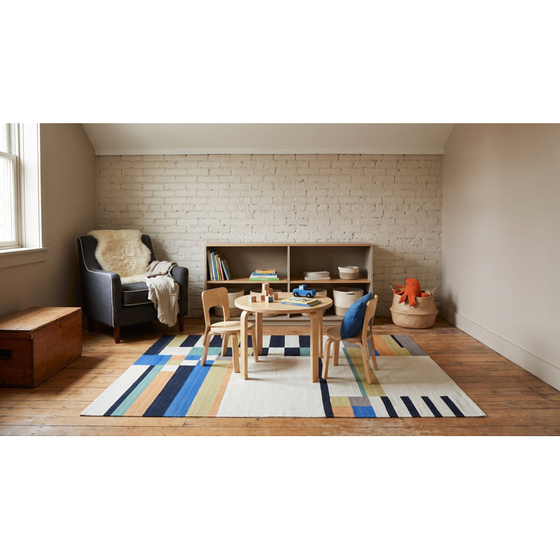 Multicolor Hand-Knotted Wool Deconstructed Geometry Geometric Modern Contemporary Carpet Rug, 8' x 10'