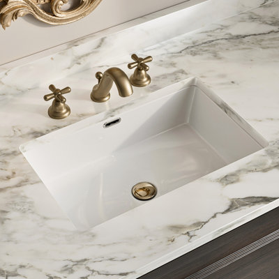 24" x 16" Los Flexi Rectangular Undermount Bathroom Sink, White Ceramic Vanity Sink with Overflow