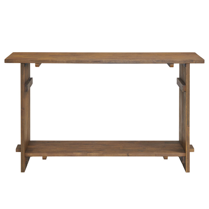 Bethel 52" Natural Acacia Wood Console Table with Storage Shelf