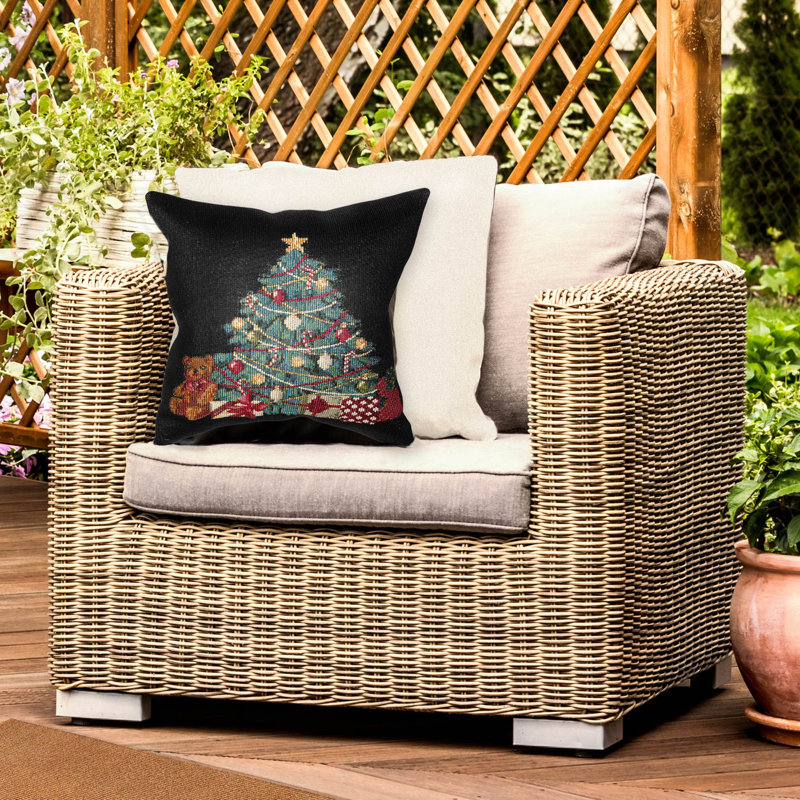Marina Holiday Throw Pillow, Black