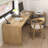 Wood color L-Shaped Solid Wood Desks-107198187-107198190