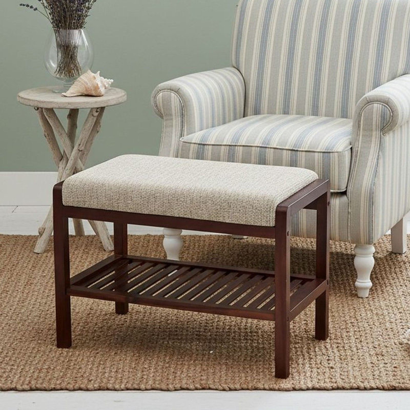 Banc rembourré en acacia, Acajou