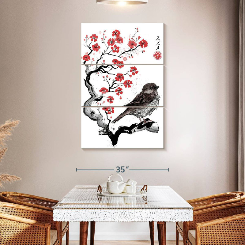 Brampt Little Sparrow Sumi-E, 50" H x 32" W