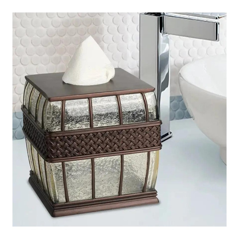 Couvre-boîte à mouchoirs carré en résine bronze huilé - convient aux boîtes rectangulaires standard