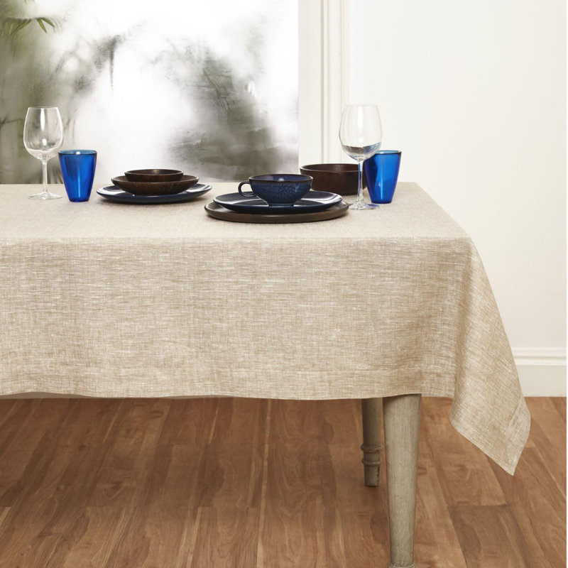 100% Pure Linen Tablecloth - Athena, 60" x 156", Champagne Beige