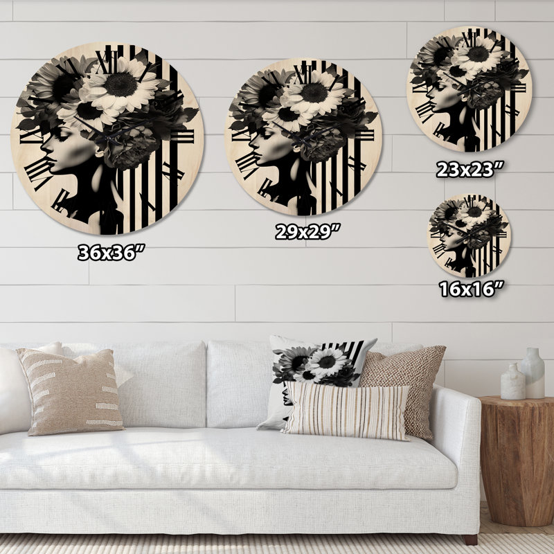 Horloge murale en bois massif Loes, Grand