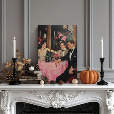 1 pièce encadrée Kingery peinture dîner élégant, portrait rétro, impression de style néoclassique affiche murale rétro Home Decor cadeau parfait pour les œuvres d'art modernes pour le salon de la chambre à coucher