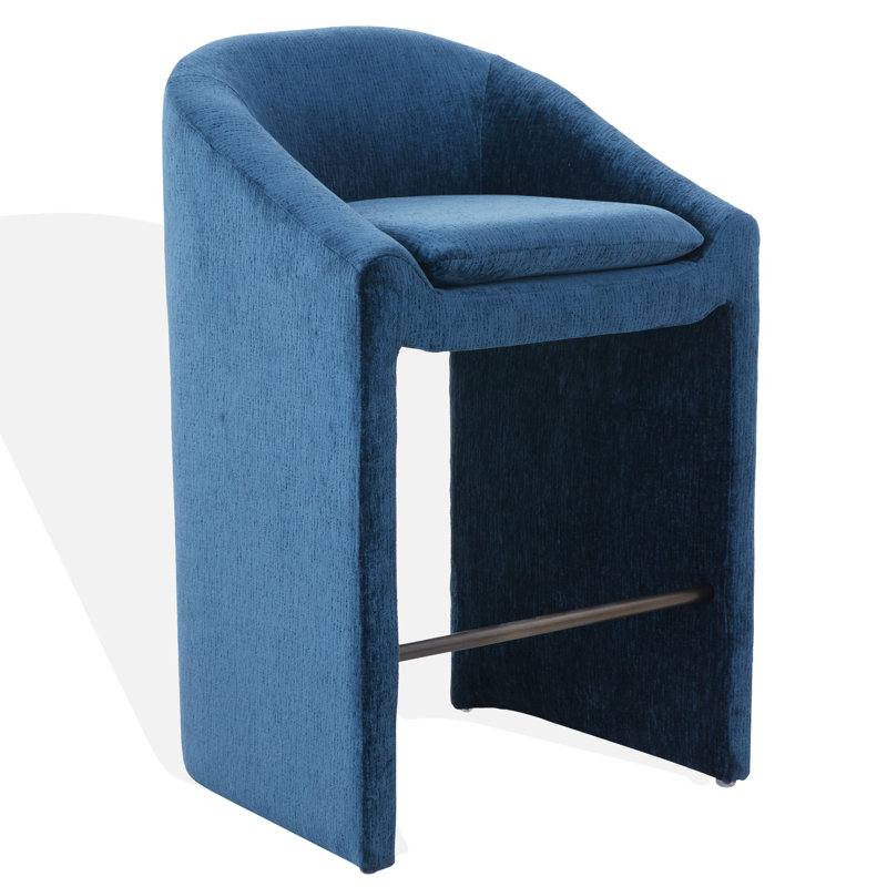 Kagan Chenille Counter Stool, Bar Stool (30.7" Seat Height), Navy