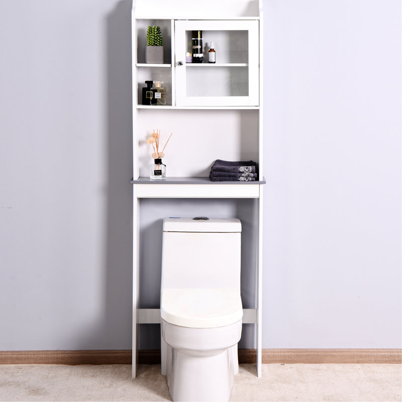 Armoire de salle de bain au-dessus de la toilette blanche, 4 trous et tablette ouverte, réglable