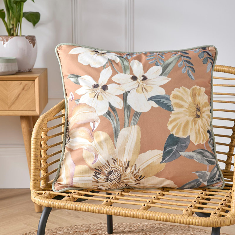 Sagara Floral Gold Square Throw Cushion Cover