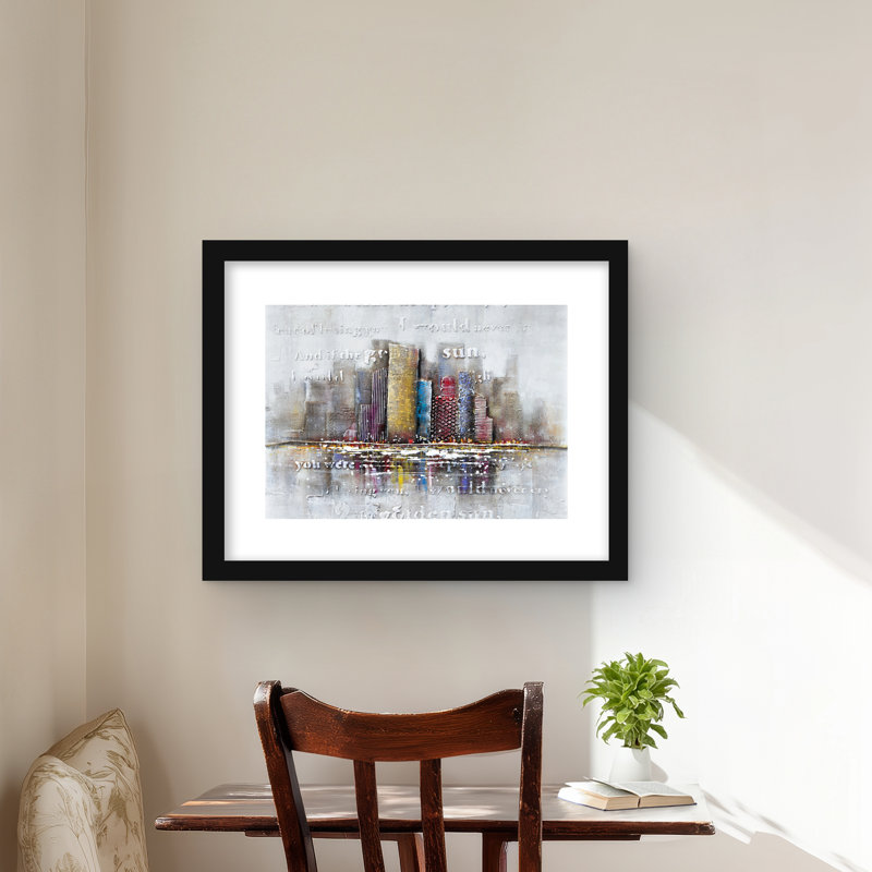 Relif Moderen Lark Manor™ Buildings with Typography in Relief - Modern Framed Print ...