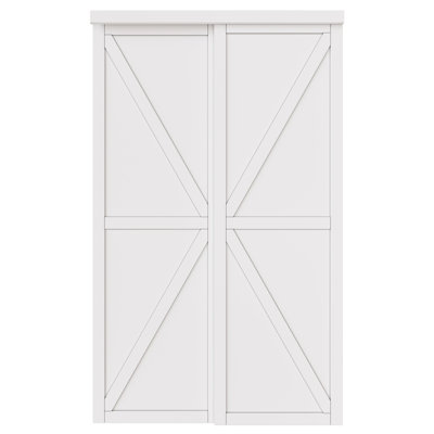 No Assembled Request 80-Inch Space-Saving K-Type Sliding Closet Door - Wood Grain Door Panel, Includes Complete Hardware Set