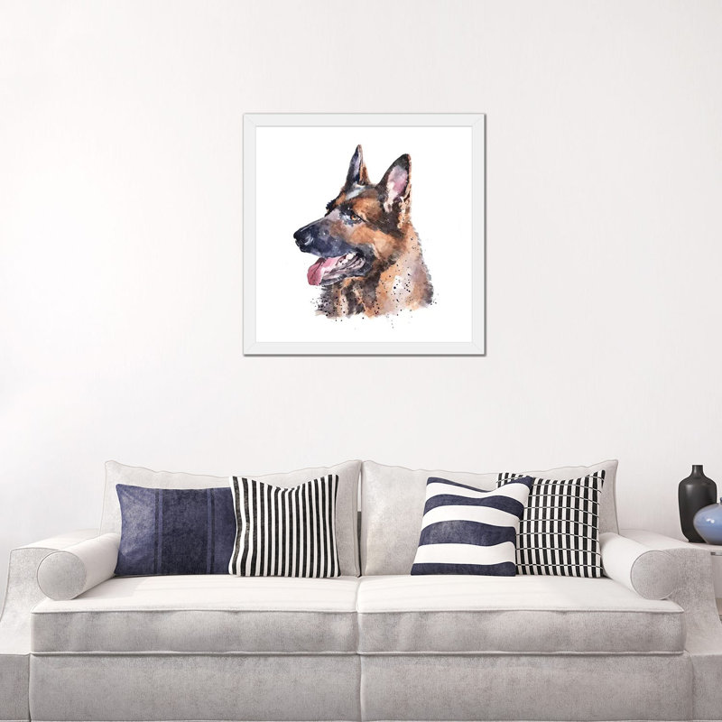 « German Shepherd I » par Edwatercolours-impression, Blanc, H 24 po x l 24 po x p 1 po, Papier encadré blanc