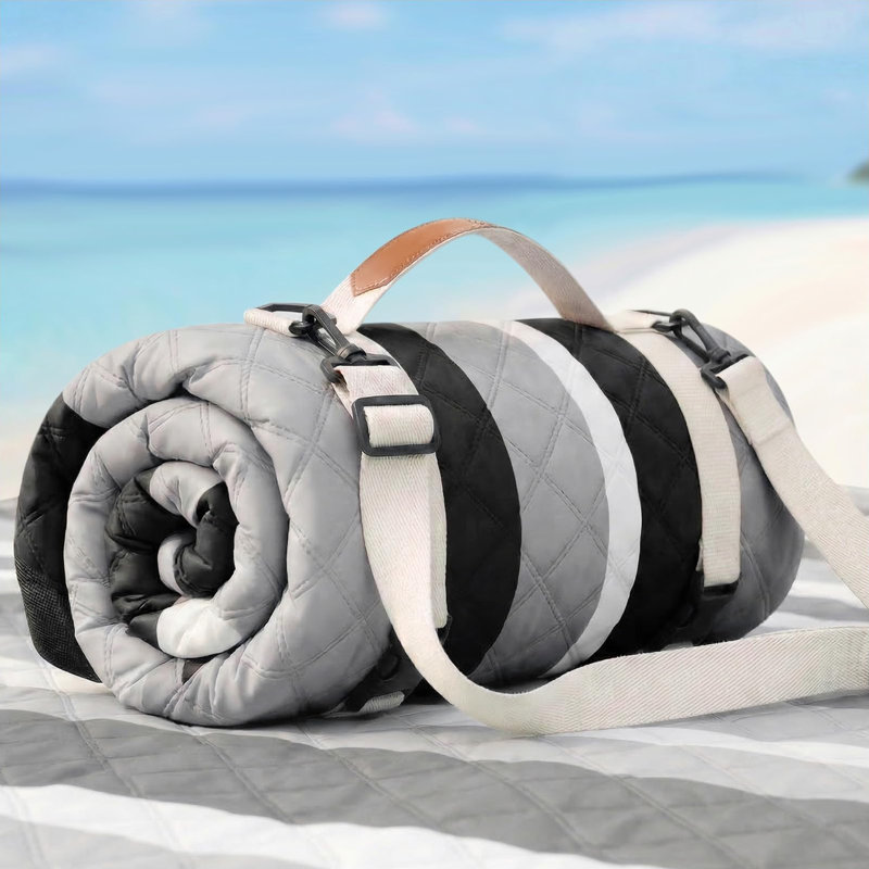Tapis de camping imperméable pour plage, Multicolore gris