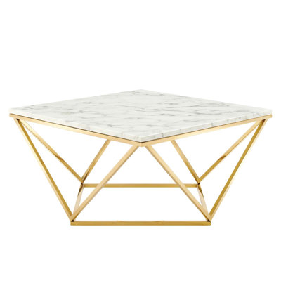 Vertex Gold Metal Stainless Steel Coffee Table by Modway