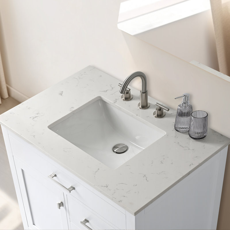 Trevor 36" W Single Vanity, White/Brushed Nickel