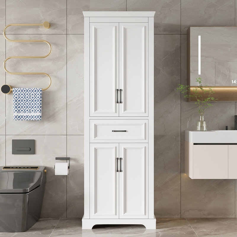 Westcott 70.8" Tall Freestanding Bathroom Storage with Soft-Close Doors, Drawer, Adjustable Shelves
