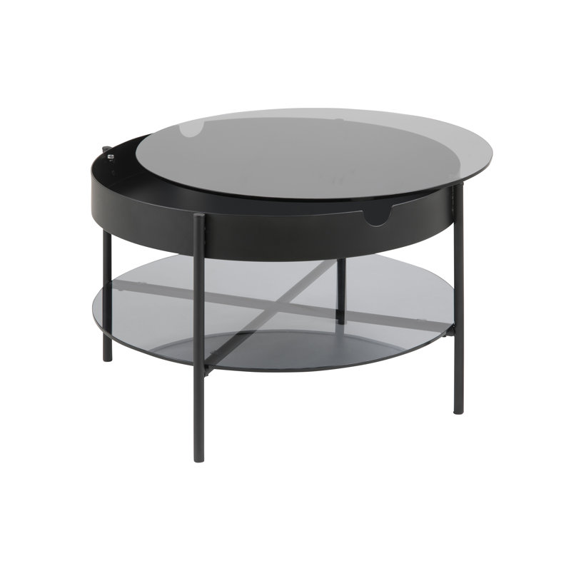Greely Coffee Table with Storage, 45 cm H x 75 cm L x 75 cm W, Black