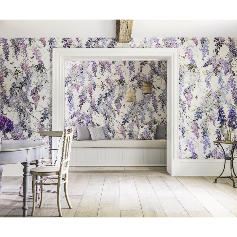Wisteria Falls Panel B Wallpaper, Lilac
