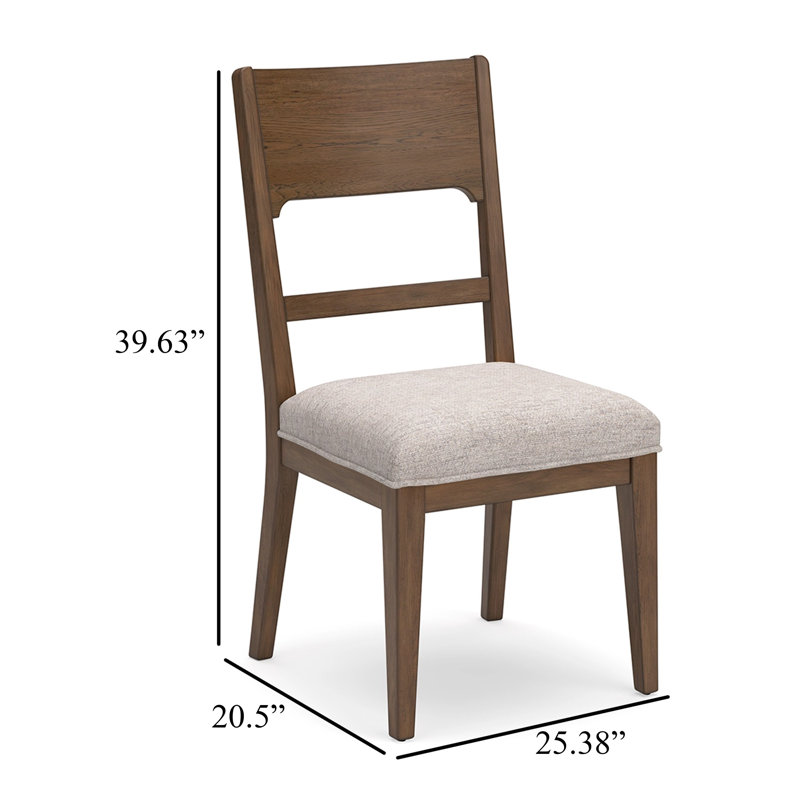 Ensemble de 2 chaises d'appoint Cabal, polyester beige, bois de hickory brun