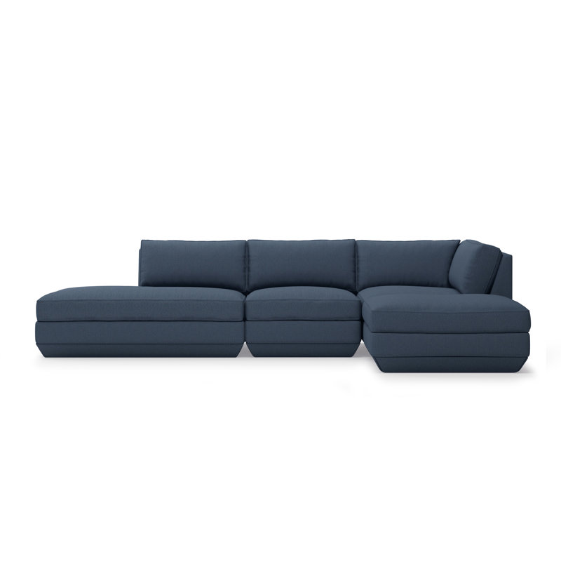 Podium Modular 4-Piece Lounge Sectional B, Right Hand Facing, Hanson Navy