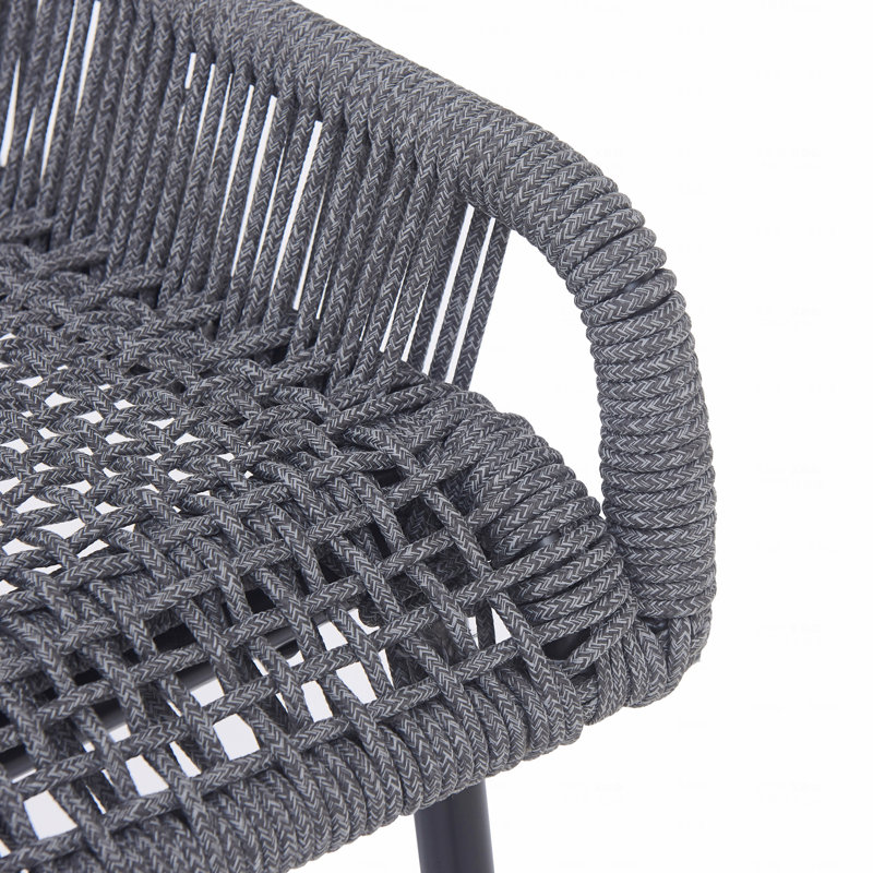 Ensemble de 2 tabourets de bar d'extérieur, corde gris foncé, Gris foncé