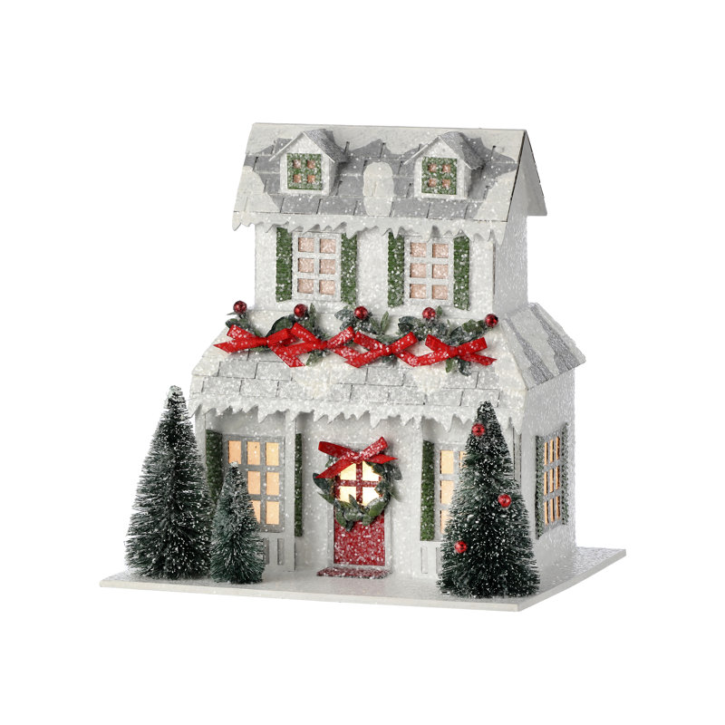 The Holiday Aisle® 9 quot LED Cardboard Xmas Snowman House Reviews Wayfair