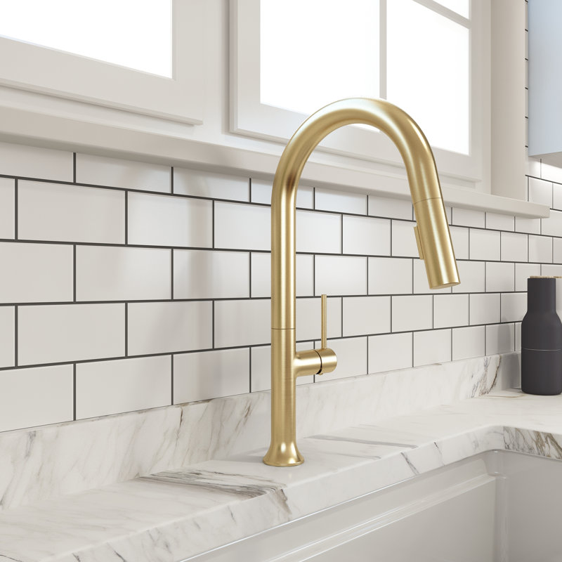 BOCCHI Pull Down Kitchen Faucet, Brushed Gold