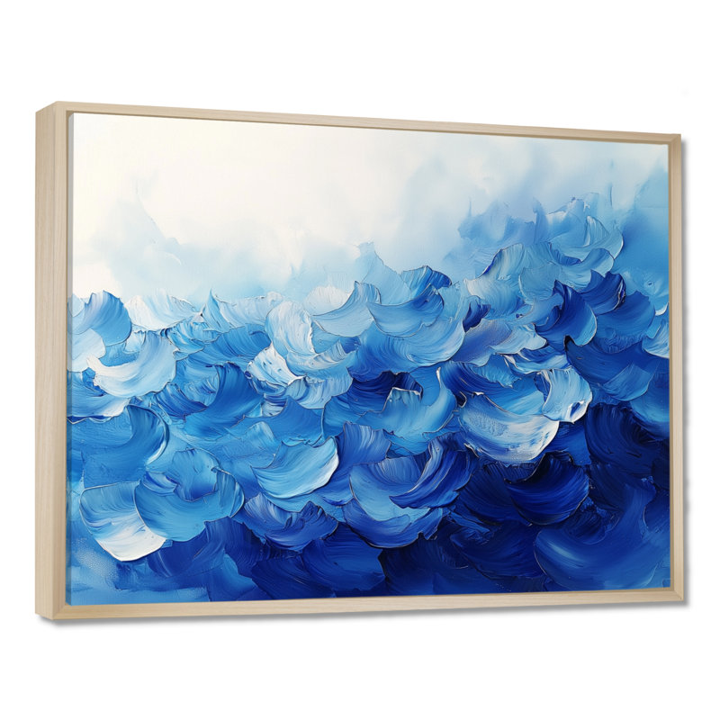 Bleu et blanc délicats pétales de fleurs II - fleurs, art mural, H 24 po x l 32 po, Toile tendue, Ne s’applique pas