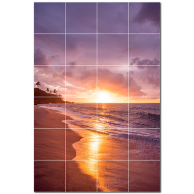 Sunset Photo 8'' x 8'' Satin Ceramic Decorative Mural
